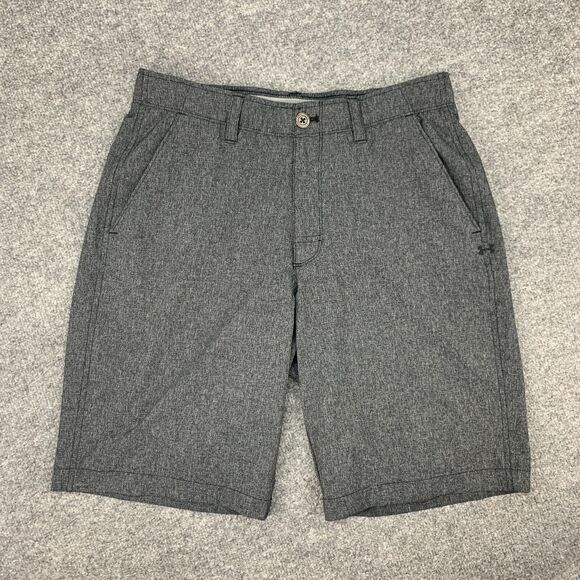 Under Armour Golf Short Mens 32 Black Gray Crosshatch Loose HeatGear Flat Front - Picture 2 of 11